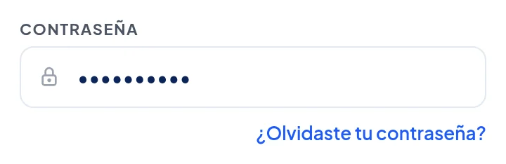 Debajo del campo Contraseña, el texto azul ¿Olvidaste tu contraseña?