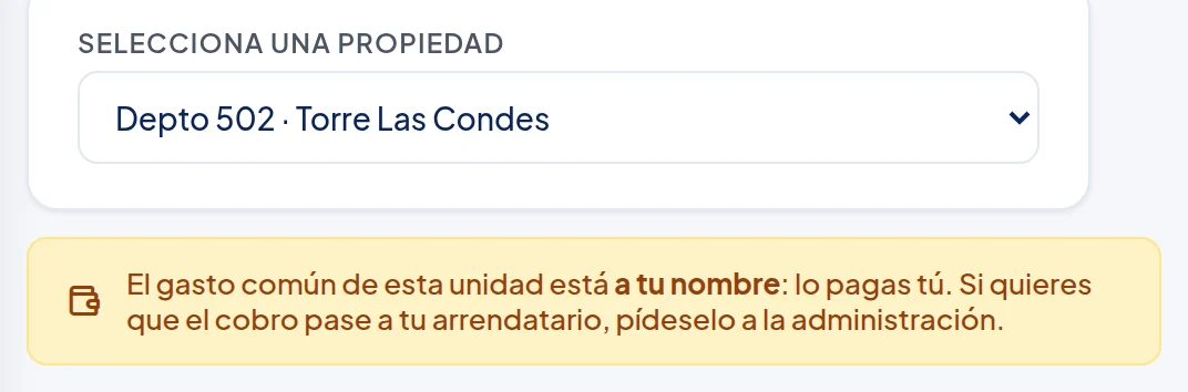 Selecciona una propiedad: Depto 502 · Torre Las Condes.