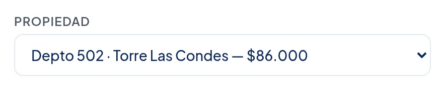 Cuadro Propiedad con la opción Depto 502 · Torre Las Condes — $86.000.